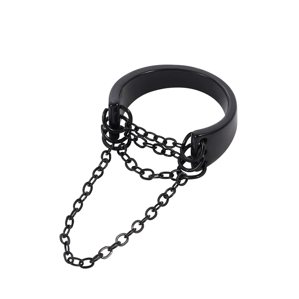 Black Silver Color Chain Rings