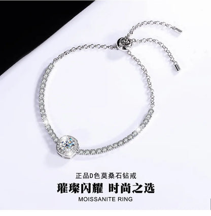 S925 Silver Moissanite Diamond Square Bag Bracelet