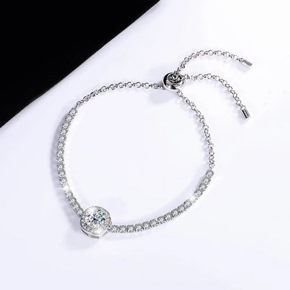 S925 Silver Moissanite Diamond Square Bag Bracelet