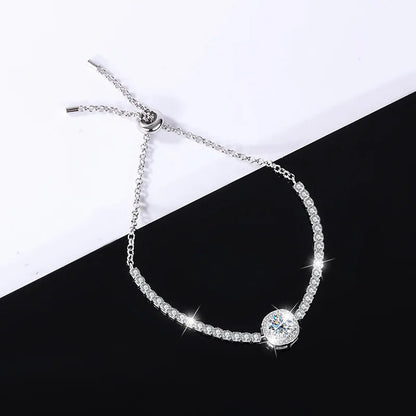 S925 Silver Moissanite Diamond Square Bag Bracelet