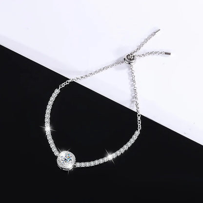 S925 Silver Moissanite Diamond Square Bag Bracelet