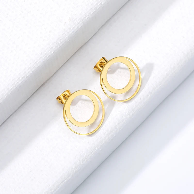 Simple Round and Loop Earrings