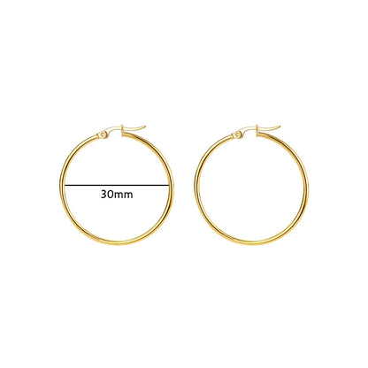 Women Girls Gold Color Classic Circle Hoop Earrings