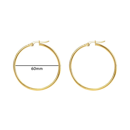 Women Girls Gold Color Classic Circle Hoop Earrings