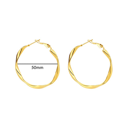 Women Girls Gold Color Classic Circle Hoop Earrings