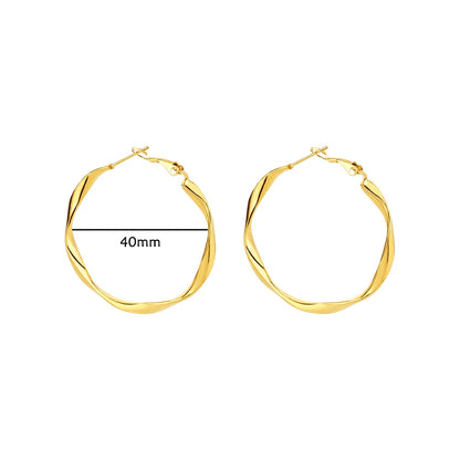 Women Girls Gold Color Classic Circle Hoop Earrings