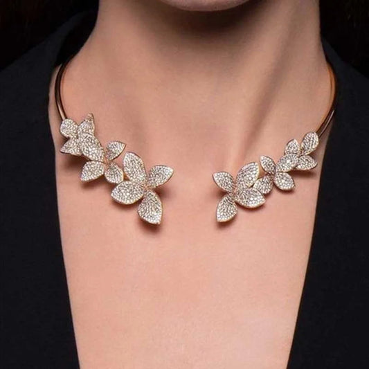 Rhinestone Collar Metal Open Necklace