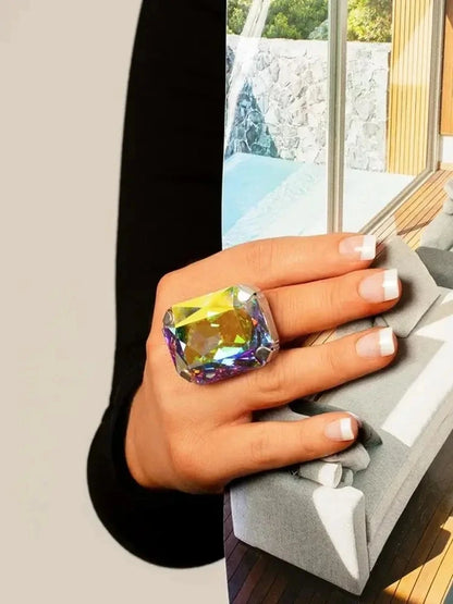 Vintage Exaggerated Yellow Square Ring