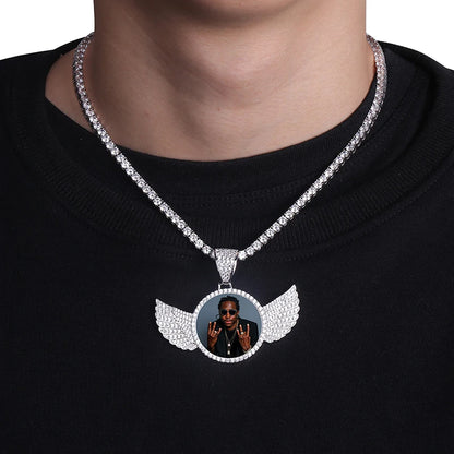 Gold  Made Photo With wings Necklace