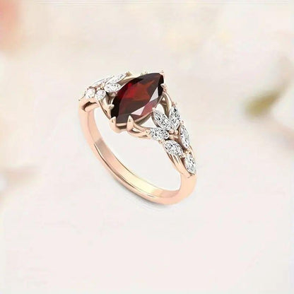 18K Gold-Plated Scarlet Zircon Ring