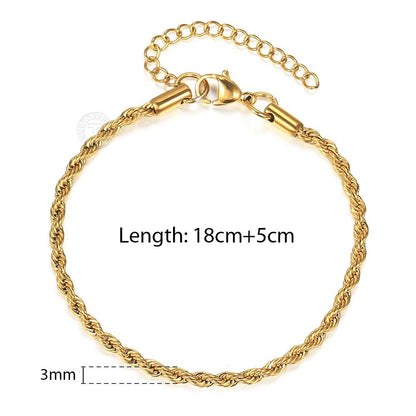 Stainless Steel Twisted Rope Chain Bracelets