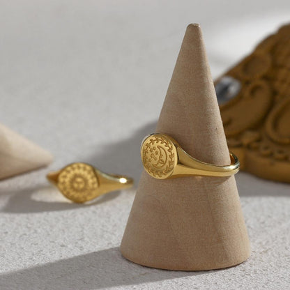 Sun Star Moon Signet Ring