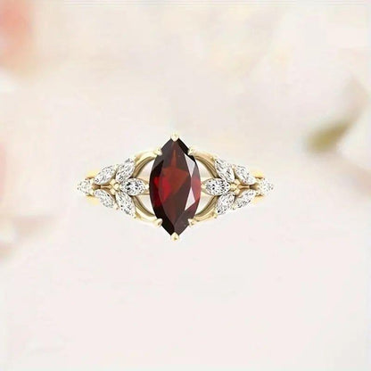 18K Gold-Plated Scarlet Zircon Ring